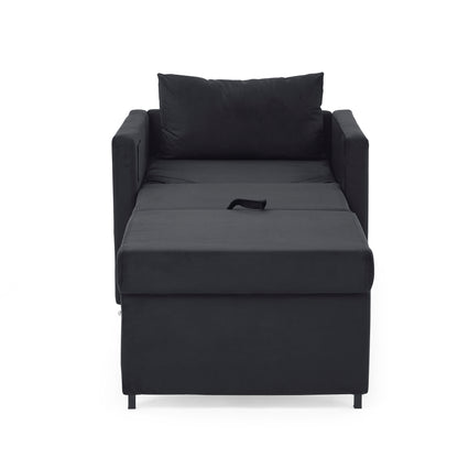 2-in-1 Convertible Sofa Chair Bed Space Saving Lounger Sleeper Chair- Black_8