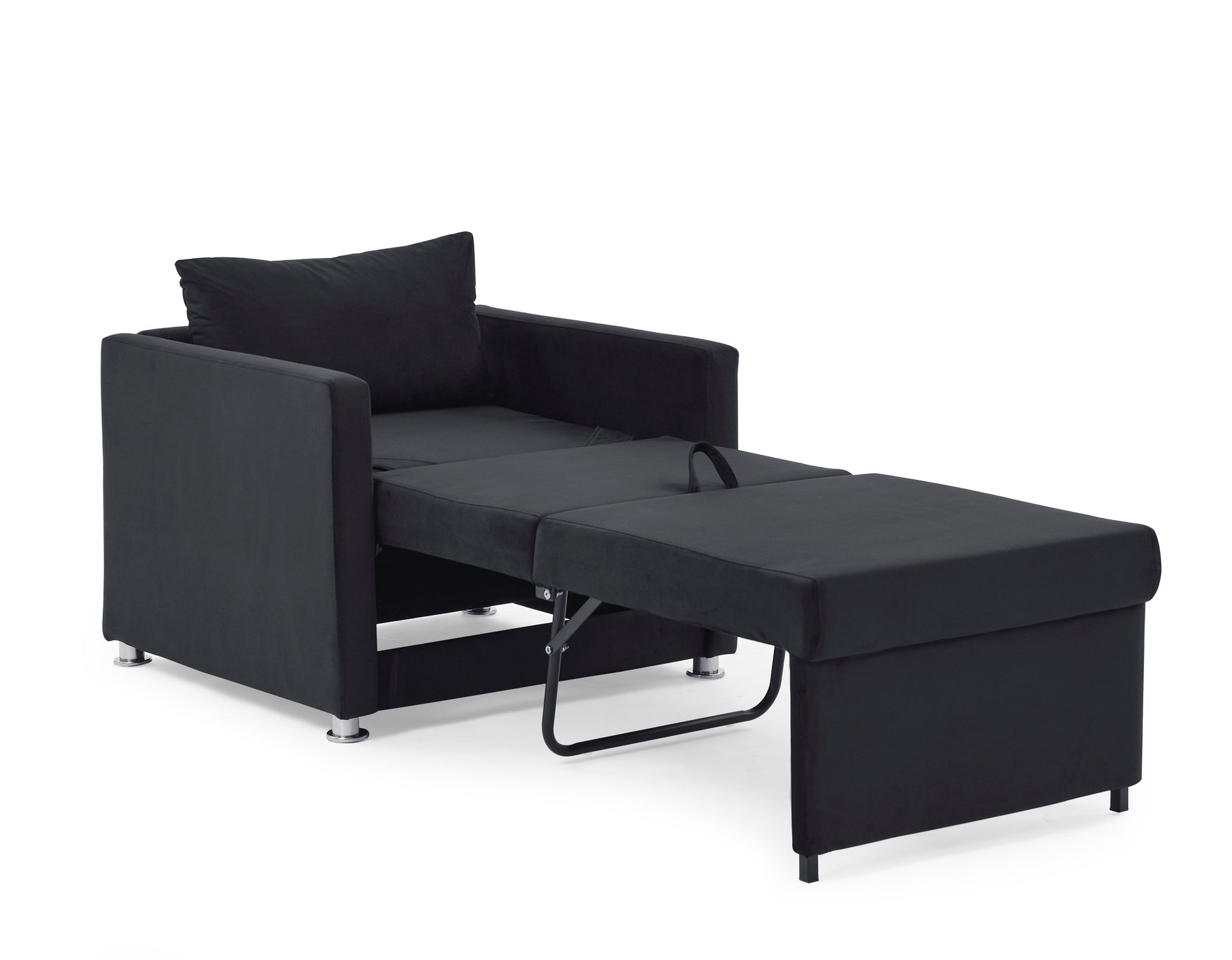2-in-1 Convertible Sofa Chair Bed Space Saving Lounger Sleeper Chair- Black_6