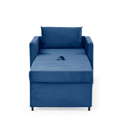 2-in-1 Convertible Sofa Chair Bed Space Saving Lounger Sleeper Chair- Blue_6
