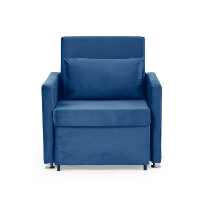2-in-1 Convertible Sofa Chair Bed Space Saving Lounger Sleeper Chair- Blue_4