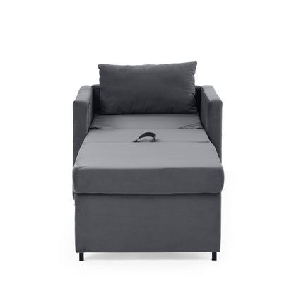 2-in-1 Convertible Sofa Chair Bed Space Saving Lounger Sleeper Chair- Gray_8