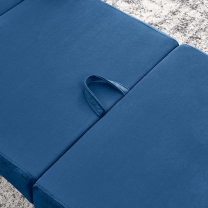 2-in-1 Convertible Sofa Chair Bed Space Saving Lounger Sleeper Chair- Blue_13