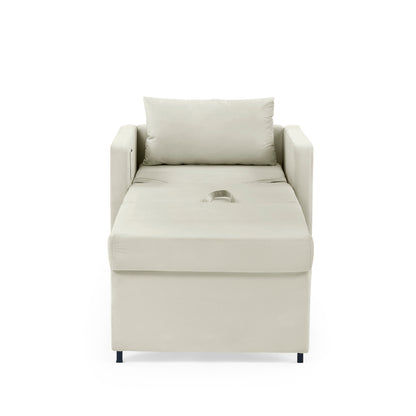 2-in-1 Convertible Sofa Chair Bed Space Saving Lounger Sleeper Chair- Beige_7
