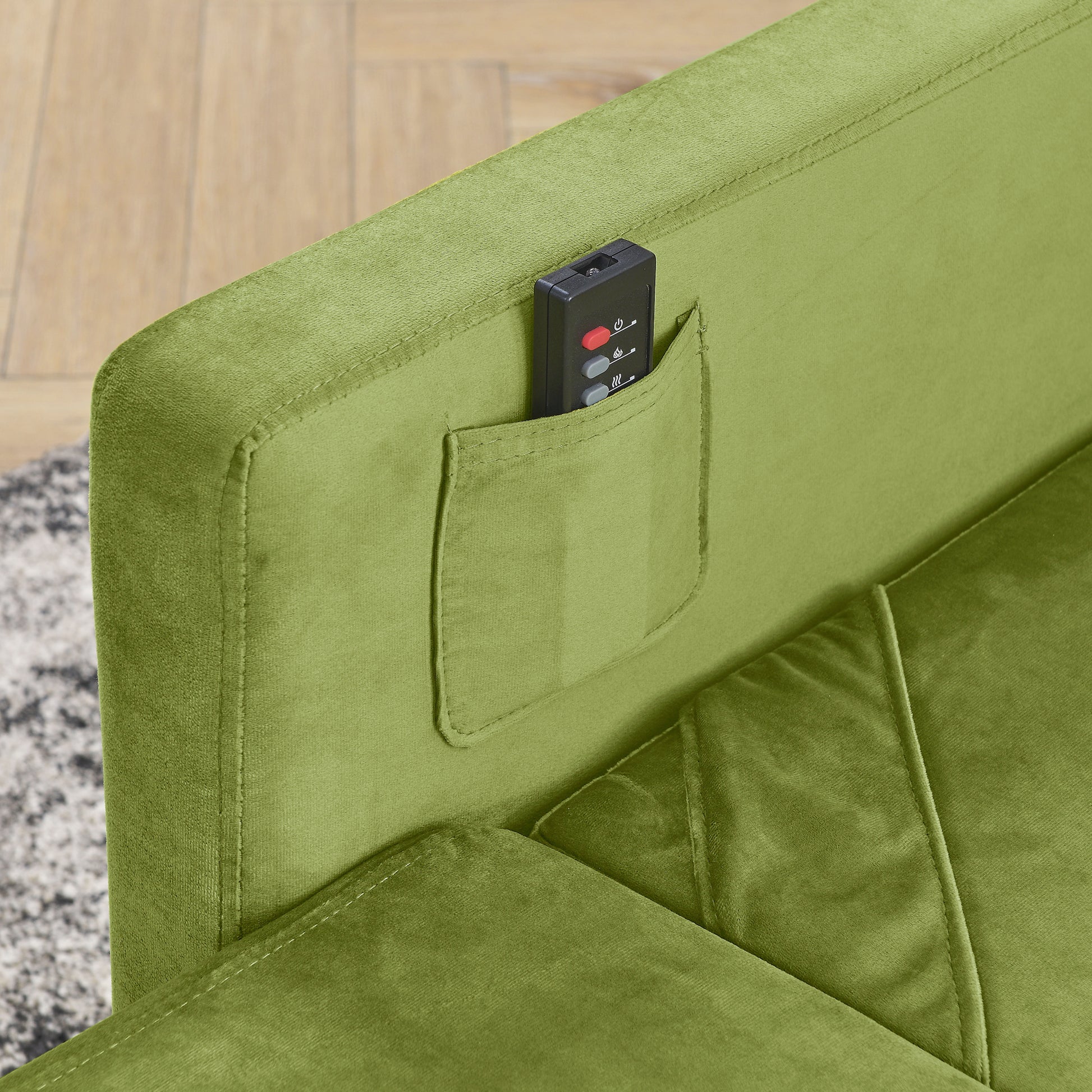 2-in-1 Convertible Sofa Chair Bed Space Saving Lounger Sleeper Chair- Green_11