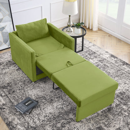 2-in-1 Convertible Sofa Chair Bed Space Saving Lounger Sleeper Chair- Green_1