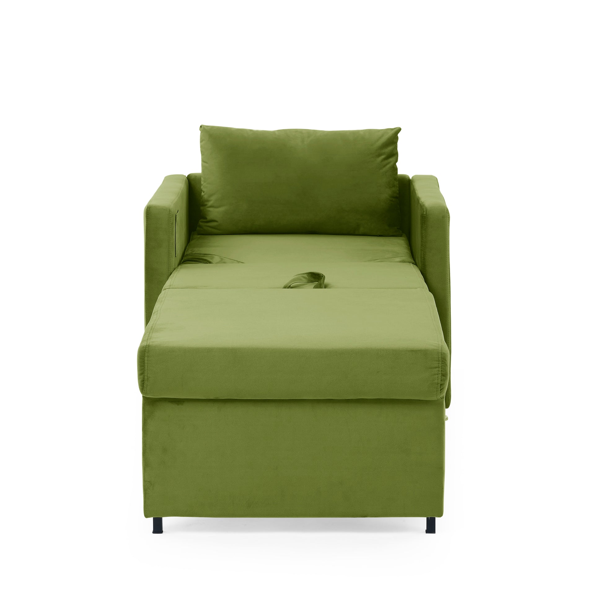 2-in-1 Convertible Sofa Chair Bed Space Saving Lounger Sleeper Chair- Green_4
