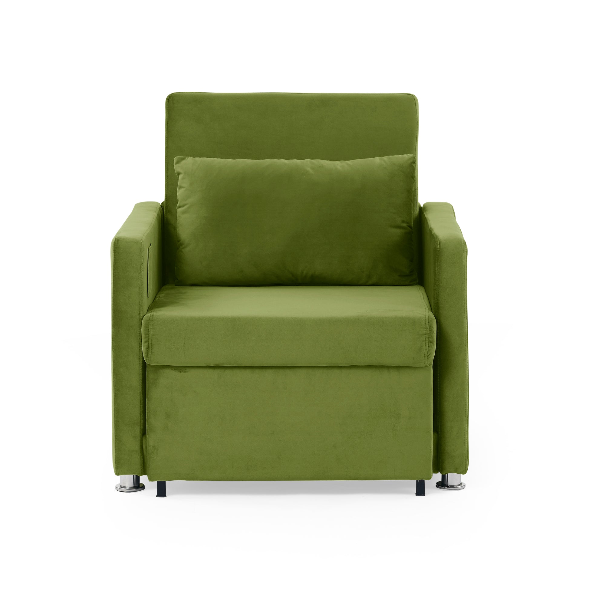 2-in-1 Convertible Sofa Chair Bed Space Saving Lounger Sleeper Chair- Green_3