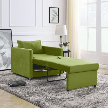 2-in-1 Convertible Sofa Chair Bed Space Saving Lounger Sleeper Chair- Green_13
