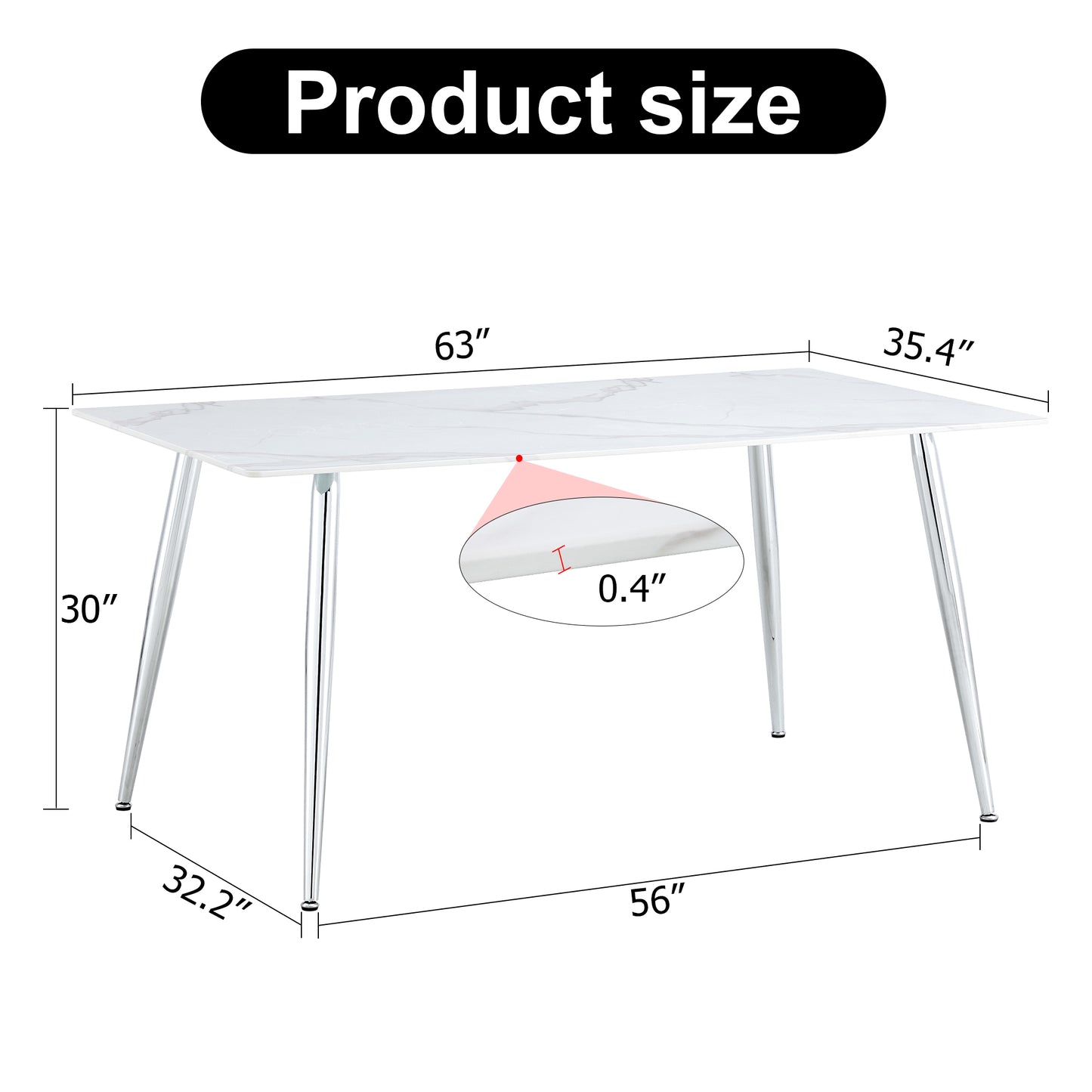 4 to 6 Seater Modern Minimalist Thick Tempered Marbled Glass Dining Table with Silver Metal Legs_22