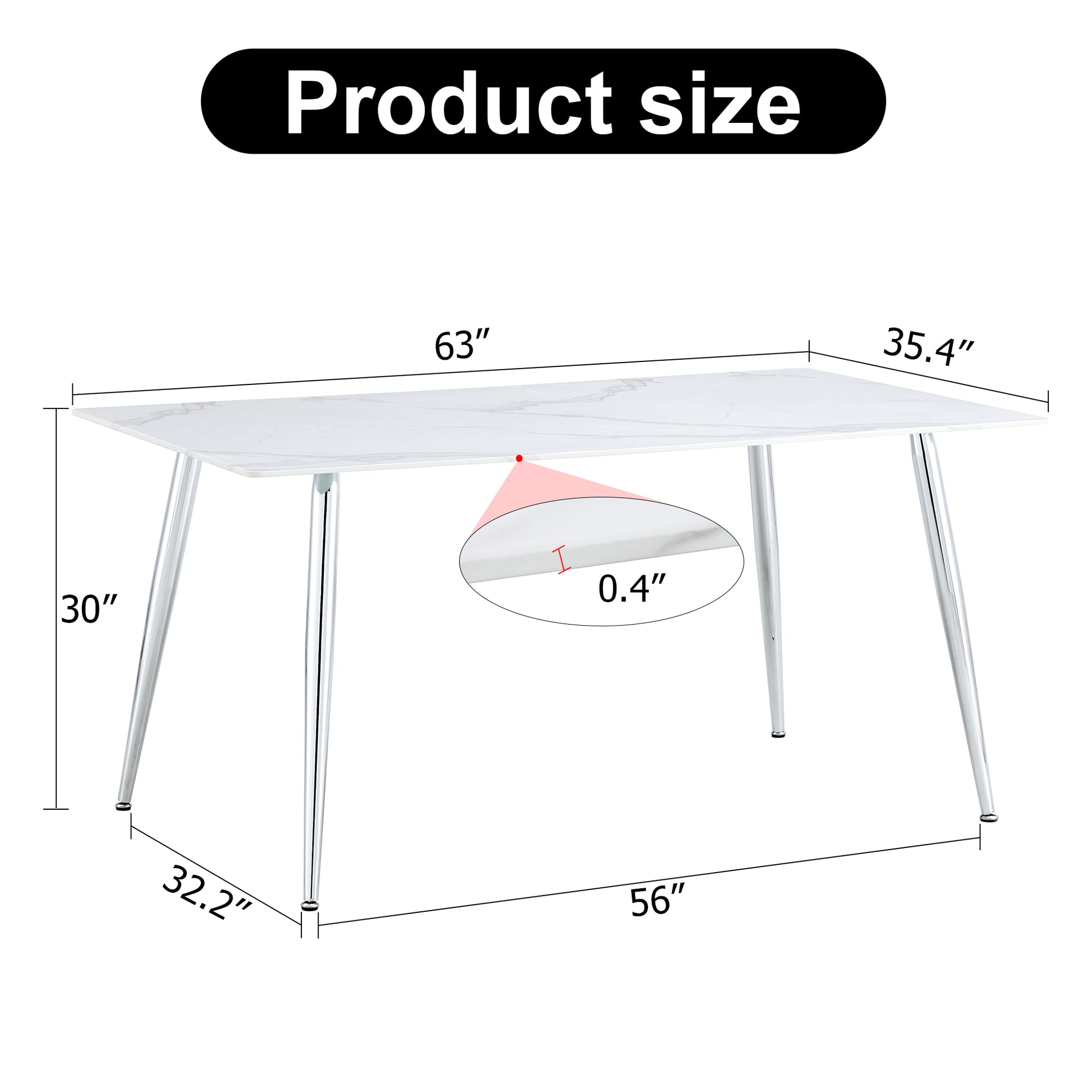 4 to 6 Seater Modern Minimalist Thick Tempered Marbled Glass Dining Table with Silver Metal Legs_22