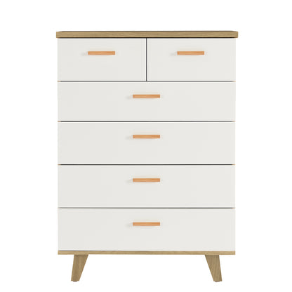 Modern Design Solid Wood Dresser with 6 Drawers for Bedroom and Living Room-White Oak_5