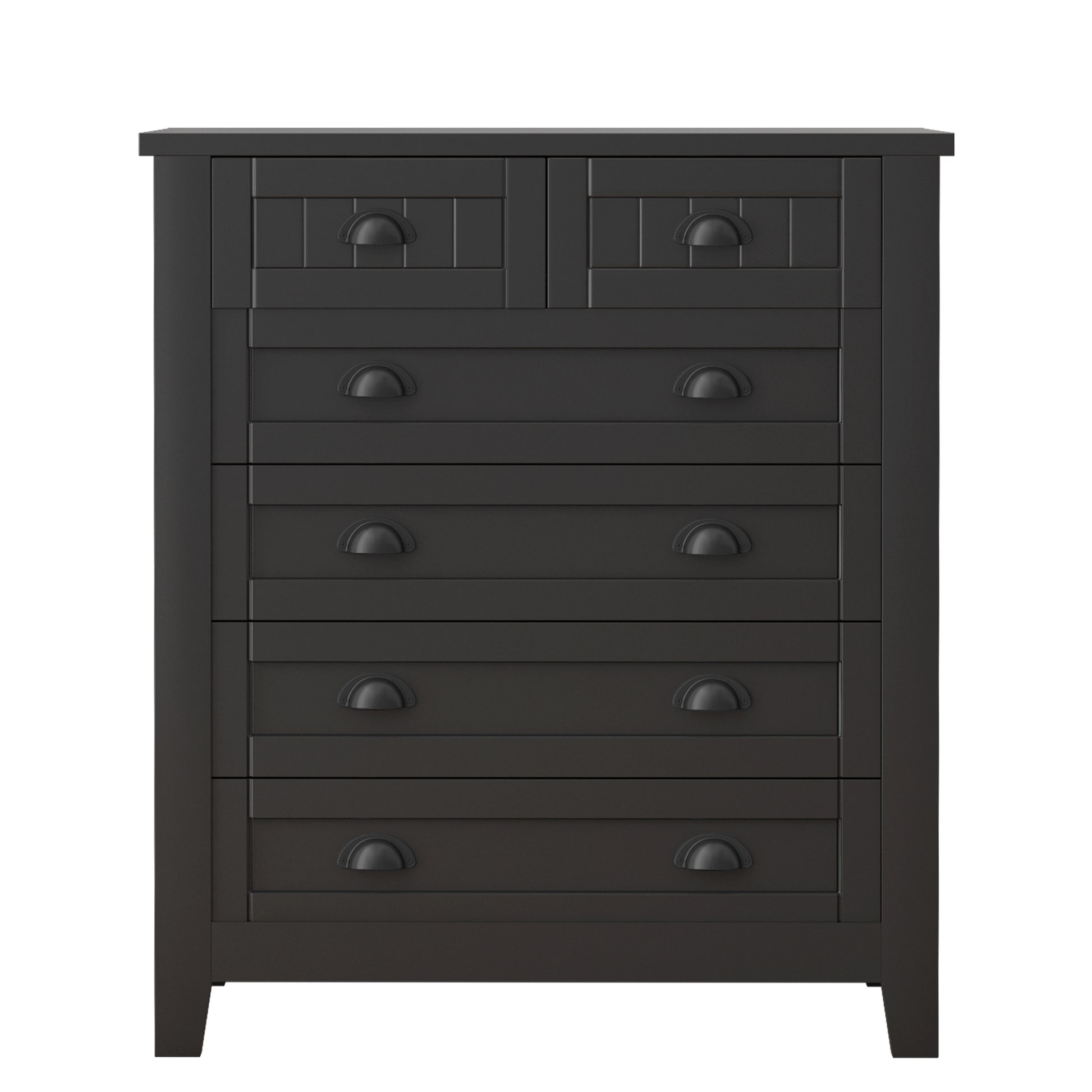6 Drawers Wood Accent Stylish Tall Dresser Chest and Storage Organizer- Black_9