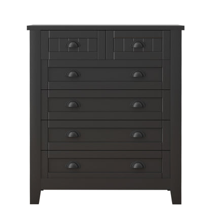 6 Drawers Wood Accent Stylish Tall Dresser Chest and Storage Organizer- Black_9