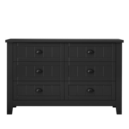 6 Drawers Wood Accent Stylish Dresser Chest and Storage Organizer- Black_5