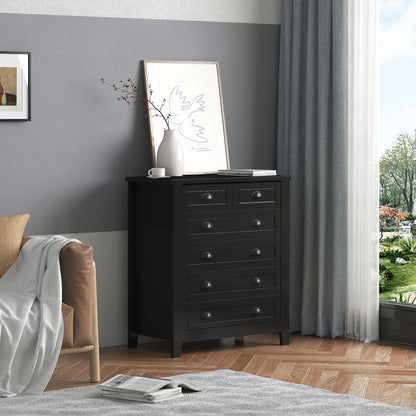 6 Drawers Wood Accent Stylish Tall Dresser Chest and Storage Organizer- Black_3
