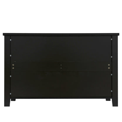 6 Drawers Wood Accent Stylish Dresser Chest and Storage Organizer- Black_8
