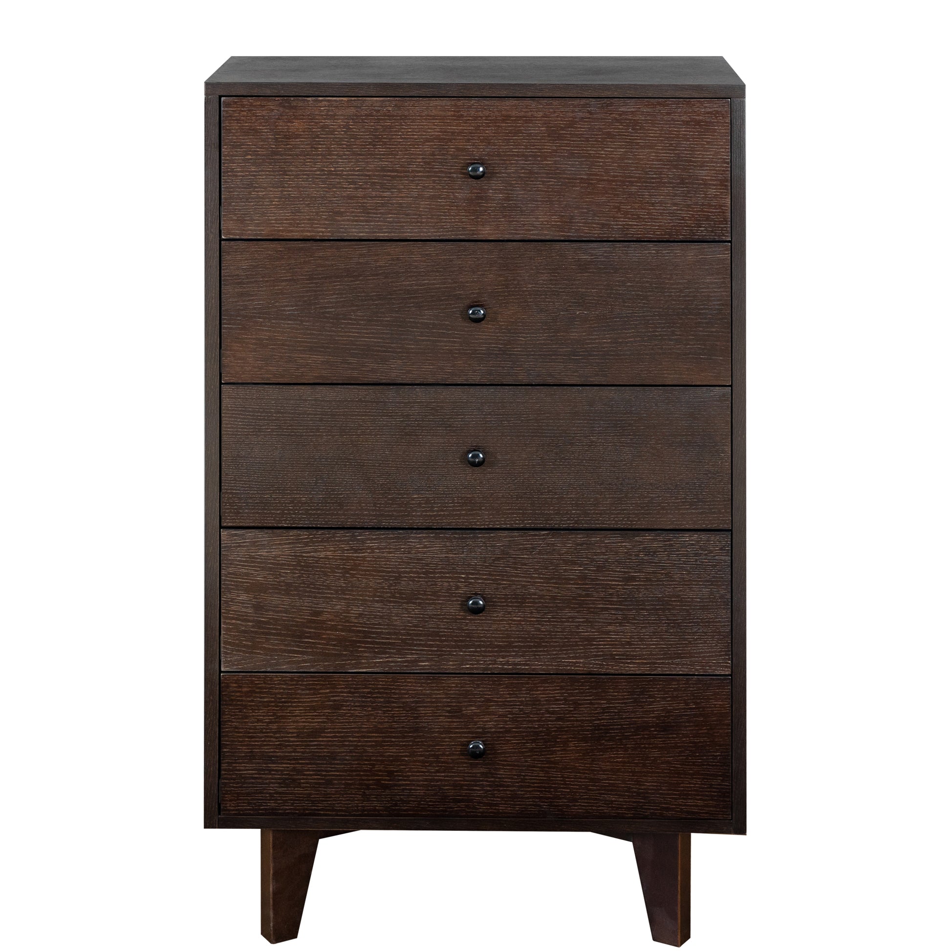 5 Drawers Wood Accent Stylish Tall Dresser Chest and Storage Organizer- Auburn_13