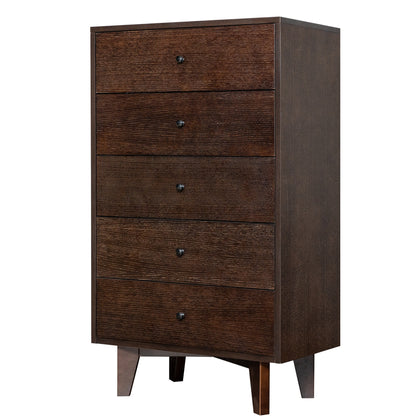 5 Drawers Wood Accent Stylish Tall Dresser Chest and Storage Organizer- Auburn_14