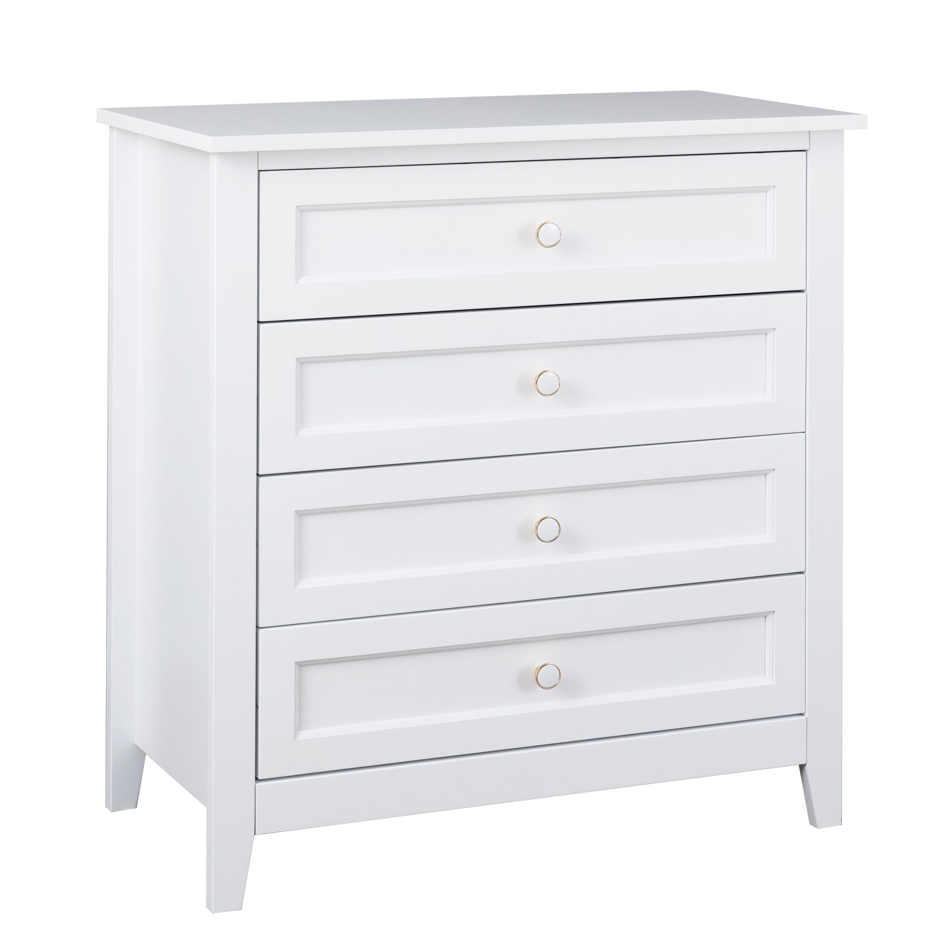 4 Drawers Wooden Stylish Side Board Dresser and Storage Organizer- White_8