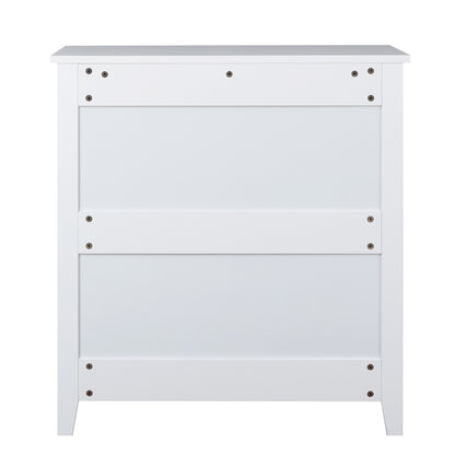 4 Drawers Wooden Stylish Side Board Dresser and Storage Organizer- White_11