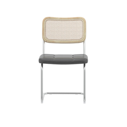 Set of 4 PU Leather Dining Chair with High-Density Sponge Rattan Chair- Gray_7