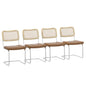 Set of 4 PU Leather Dining Chair with High-Density Sponge Rattan Chair- Brown_4