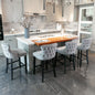2pcs Chrome Accent Wingback Bar Stools Tufted Velvet with Nailhead and Black Legs- Black, Black_1