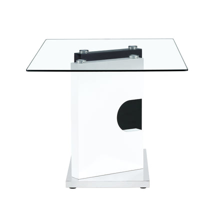 6-8  Large Modern Minimalist Rectangular Glass Dining Table with Special-Shaped Bracket_9