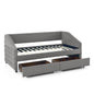 Twin Size Daybed with Two Drawers Trundle Upholstered Tufted Sofa Bed- Grey_6