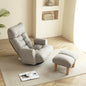 Swivel Indoor Recliner Floor Chair with Adjustable Headrest, Footstool, and Side Pockets- Gray_0