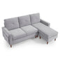 3 Seats L-shape Convertible Sectional Sofa with Removable Cushions and Pocket- Grey_6