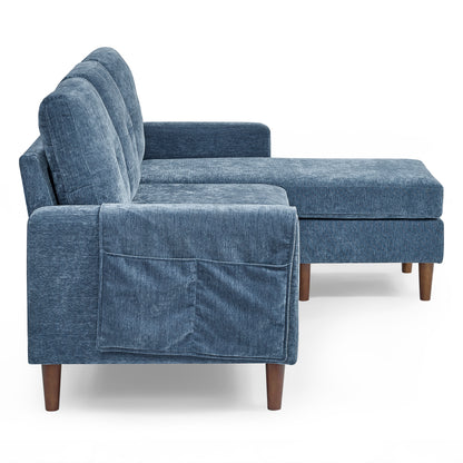 3 Seats L-shape Convertible Sectional Sofa with Removable Cushions and Pocket- Navy_9