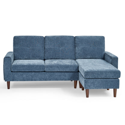 3 Seats L-shape Convertible Sectional Sofa with Removable Cushions and Pocket- Navy_6