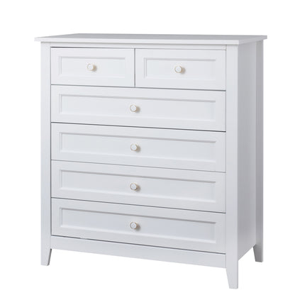 2 Small+4 Large Drawers Solid Wood Free Standing Dresser for Bedroom- White_8