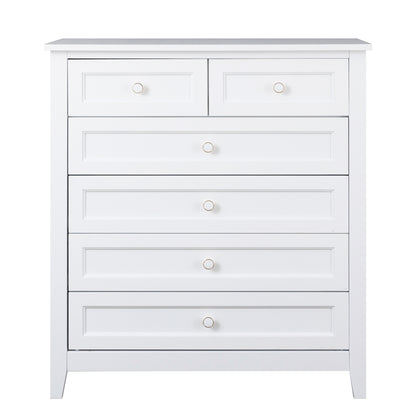 2 Small+4 Large Drawers Solid Wood Free Standing Dresser for Bedroom- White_7