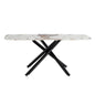 6-8 Seater Modern Kitchen Dining Table Rectangular Marble Glass Table Top with Metal Legs_9