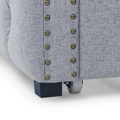 Twin Upholstered Daybed with Trundle Tufted Button Sofa Bed in Grey_10