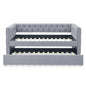 Twin Upholstered Daybed with Trundle Tufted Button Sofa Bed in Grey_5