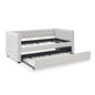 Twin Size Daybed with Trundle Upholstered Tufted Sofa Bed with Button and Copper Nails- Beige_7
