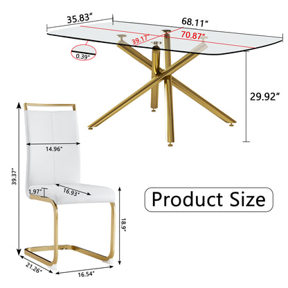 6-8 Seater Modern Rectangular Tempered Glass Table Top with Chrome Plated Single Legs_20