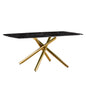 6-8 Seater Modern Kitchen Dining Table Rectangular Black Marble Table Top with Single Gold Metal Leg_16