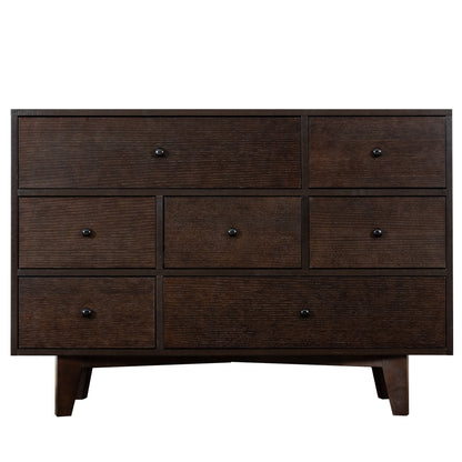 7 Drawers Solid Wood Free Standing Storage Cabinet Dresser Console- Auburn_12