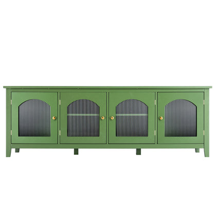 71" Stylish Wooden Television Stand Entertainment Center with Glass Door- Geen_2