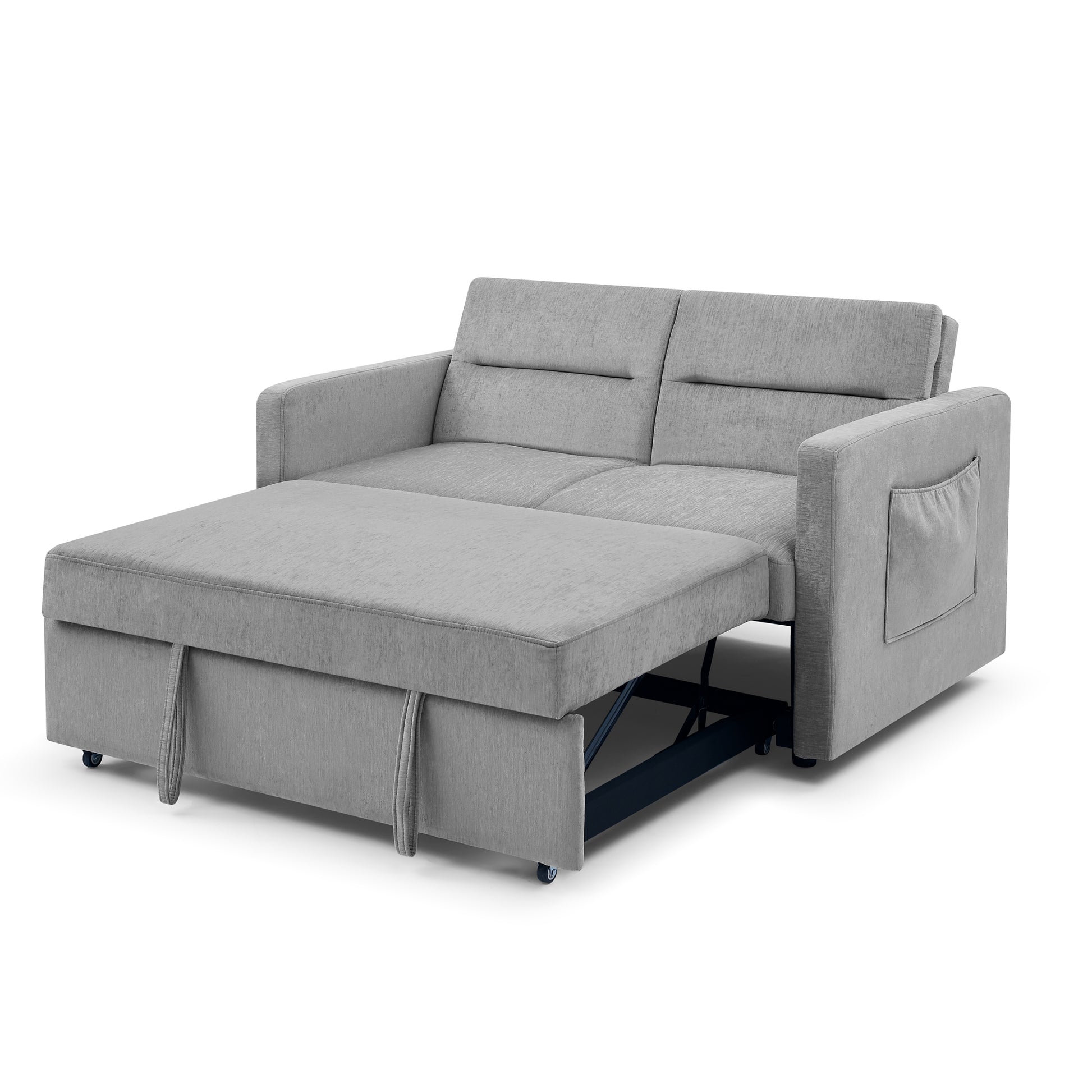 Upholstered Sleeper Sofa Bed with Adjustable Backrest and Foam Cushion- Grey_10