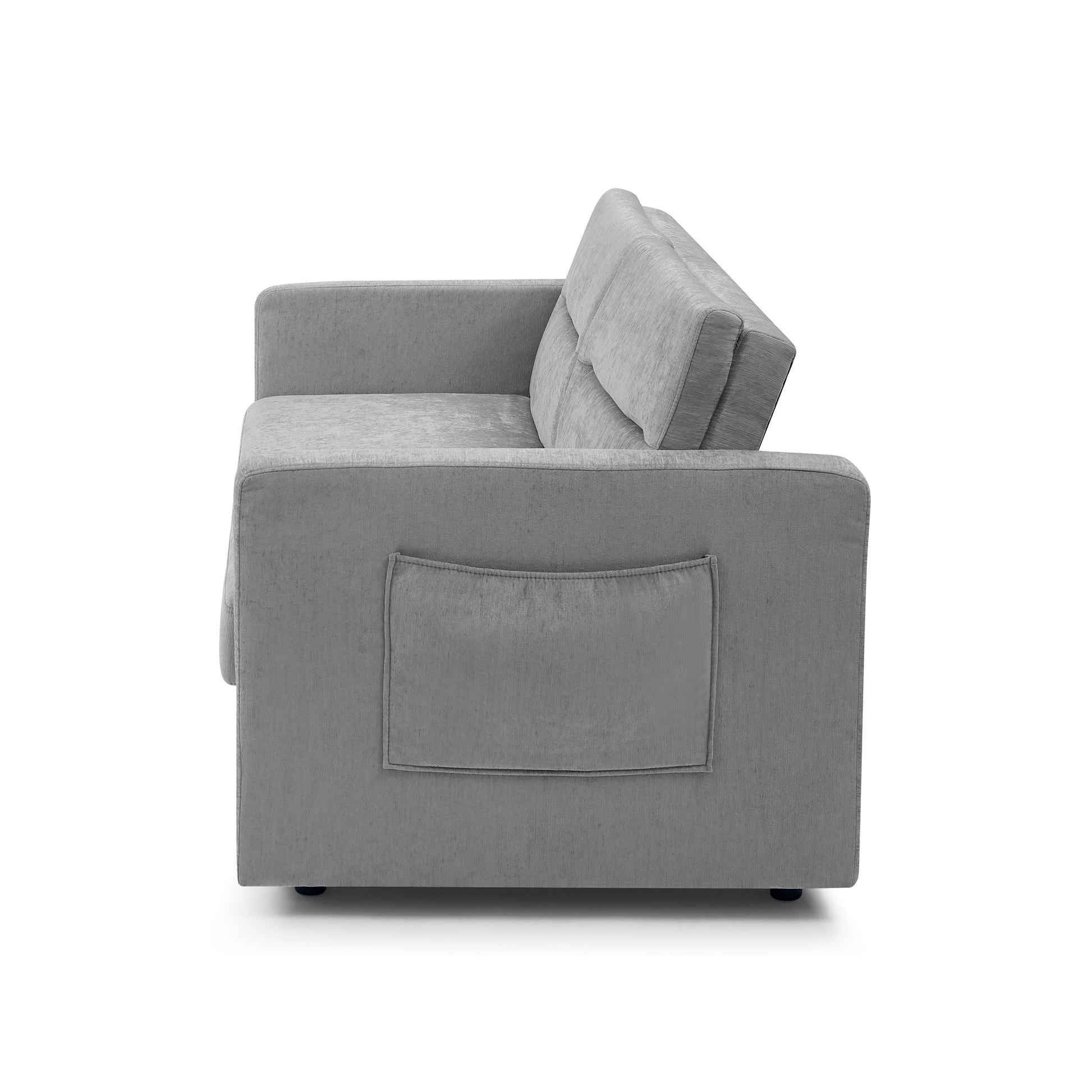 Upholstered Sleeper Sofa Bed with Adjustable Backrest and Foam Cushion- Grey_9