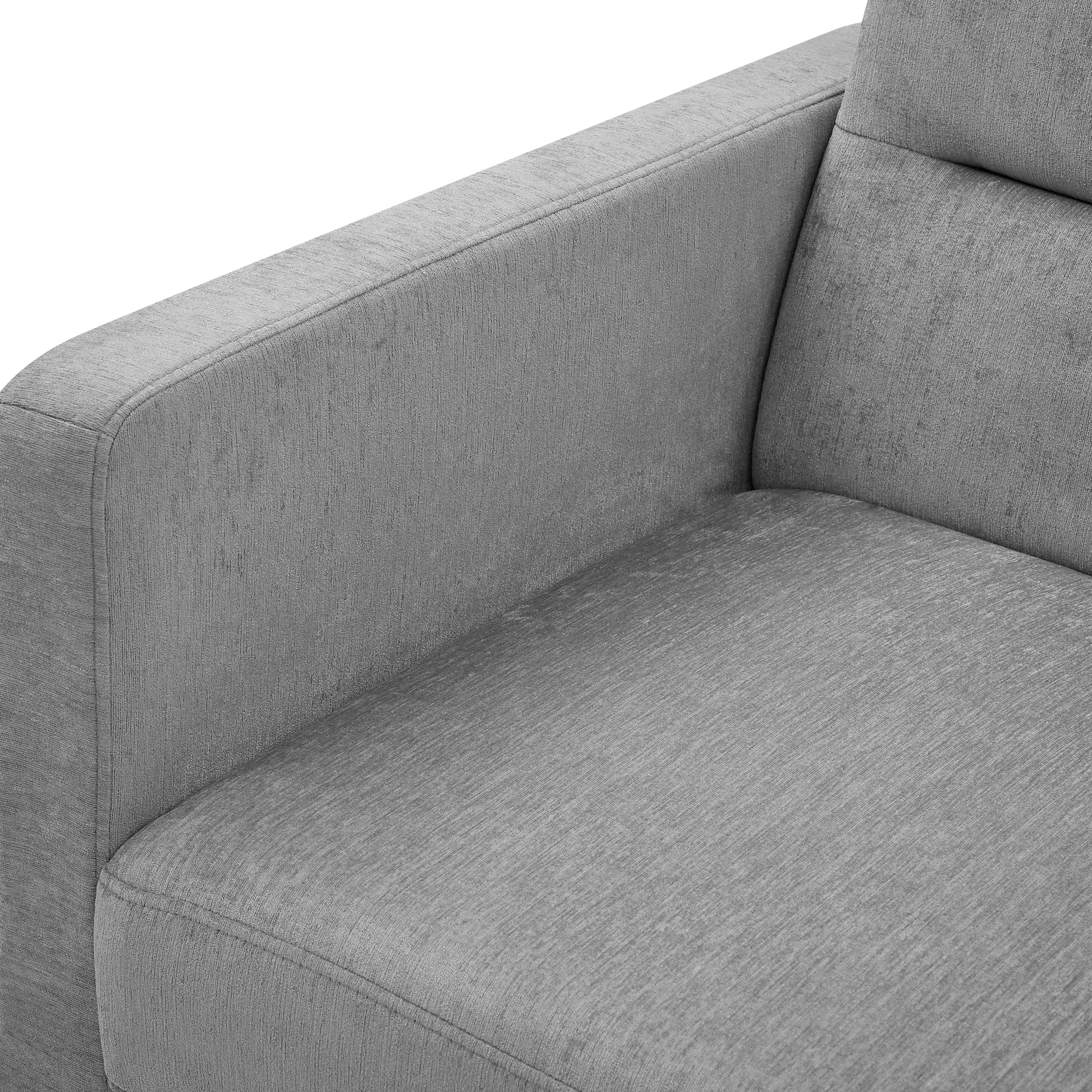 Upholstered Sleeper Sofa Bed with Adjustable Backrest and Foam Cushion- Grey_17