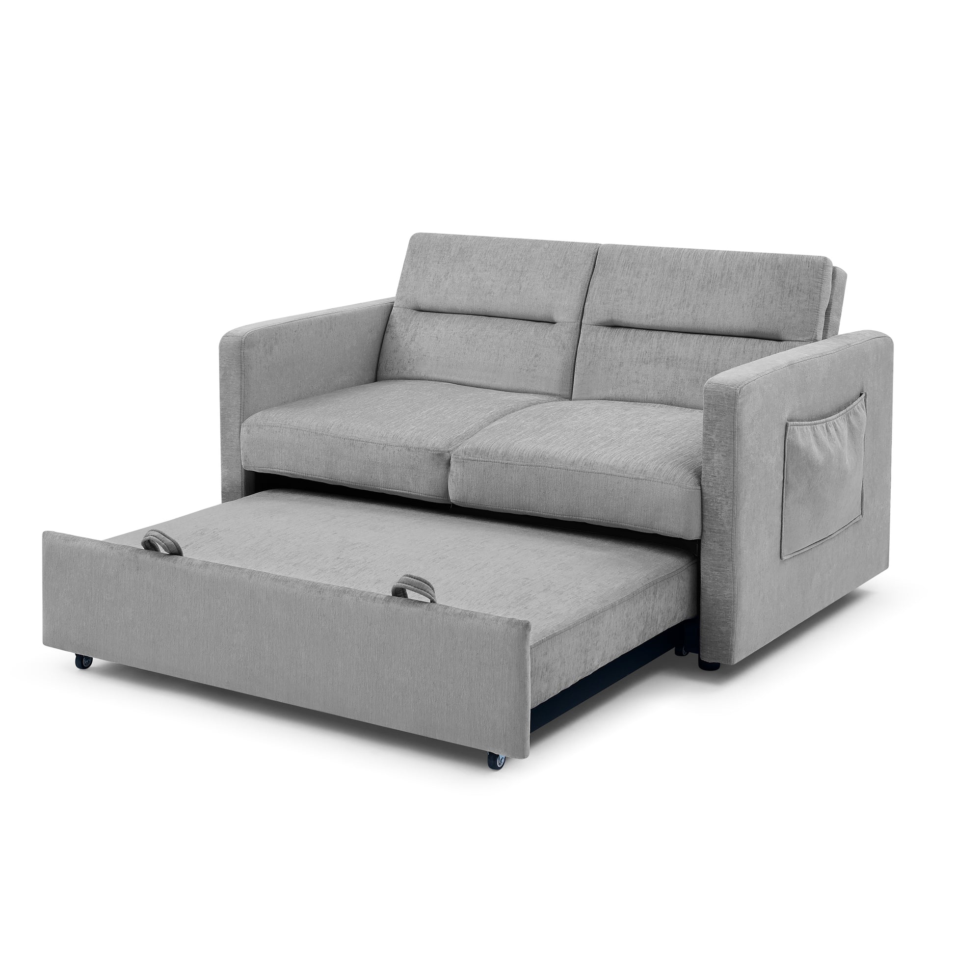 Upholstered Sleeper Sofa Bed with Adjustable Backrest and Foam Cushion- Grey_13