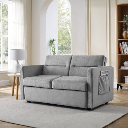 Upholstered Sleeper Sofa Bed with Adjustable Backrest and Foam Cushion- Grey_1