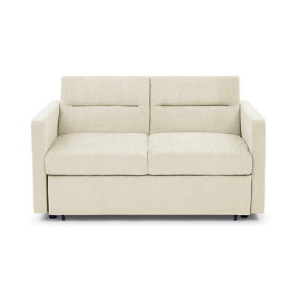 Upholstered Sleeper Velvet Sofa Bed with Adjustable Backrest and Foam Cushion- Beige_2