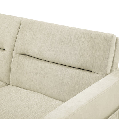 Upholstered Sleeper Velvet Sofa Bed with Adjustable Backrest and Foam Cushion- Beige_16